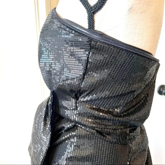 LULU’S Strapless Sequin Gown With Ruffled Waist—SZ. Small - Picture 13 of 15